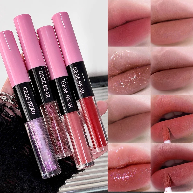 Gege Bear Multi-Effekt-Lipgloss mit zwei Enden – lebendige Farben, langanhaltendes Tragen mit feuchtigkeitsspendender Formel und vielseitigen Anwendungen