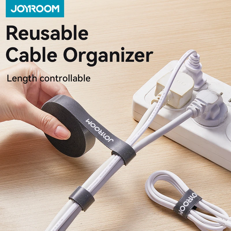 Joyroom Reusable Cable Ties Fastening Wire Organizer Cord Rope Holder Self Adhesive Adjustable Cord Organizer Straps Desk Manage