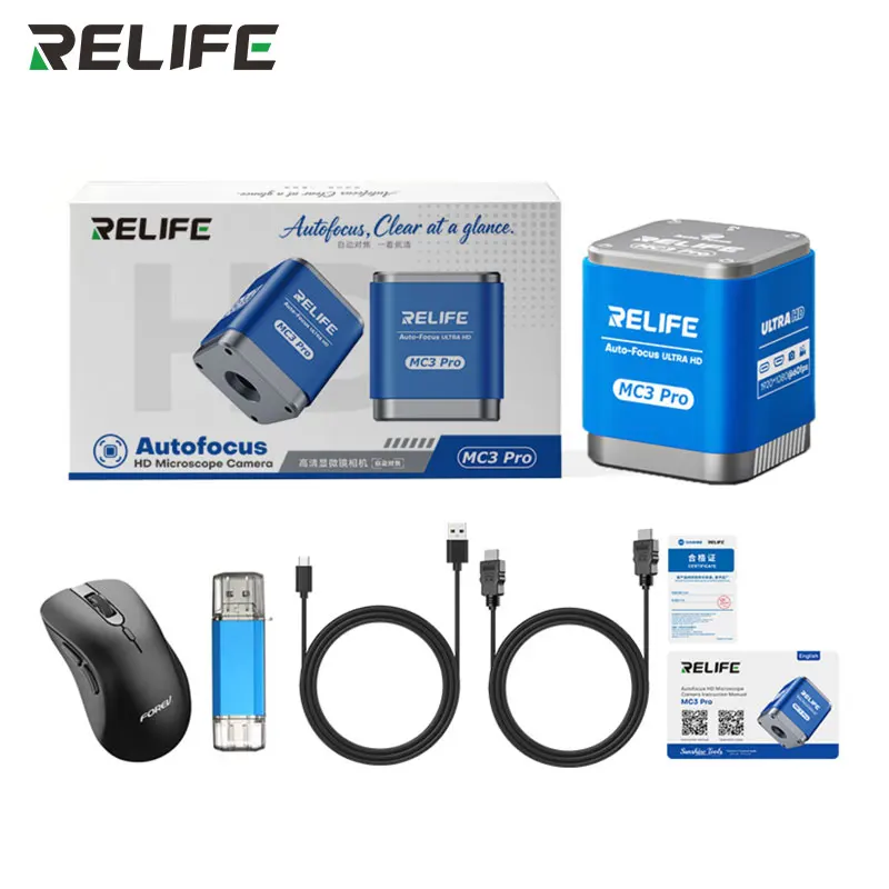 RELIFE MC3 Pro HD Microscope Camera One Second Auto Focus Sony Sensor HDMI Type-C for Precision Work