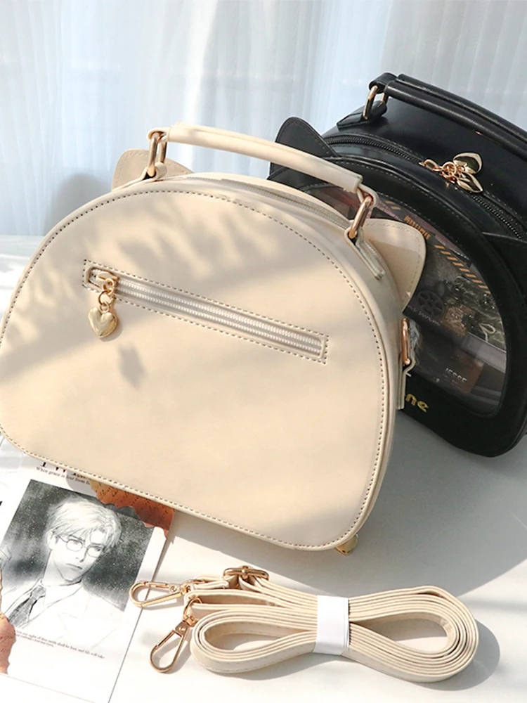 Bandolera Original japonesa transparente y versátil, bolsa de bebé con orejas de gato de dibujos animados de Anime para uso diario, bolsa pequeña de entrada de alimentos Lta para mujer