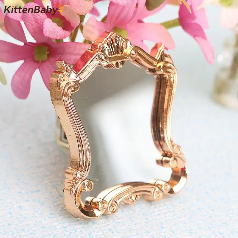 1Pcs Furniture Miniatures Ornament Doll Accessories 1:12 Scale Mini Frames Doll House Plastic Vintage Bedroom Arc Mirror