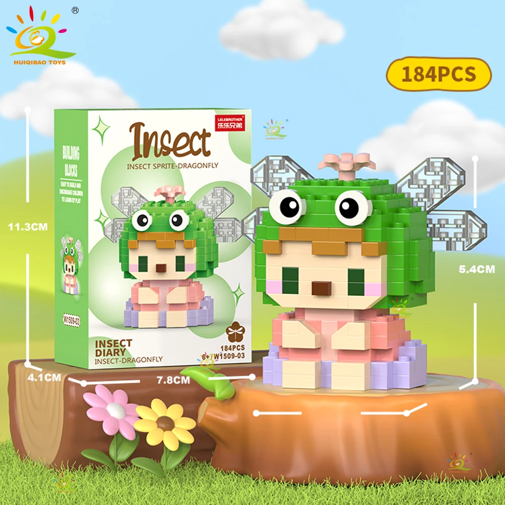 HUIQIBAO Mini Leuke Insect Micro Bouwstenen 3D Diamant Model BEE Slak Baksteen DIY Stad Bouw Speelgoed voor Kinderen Kid Gift