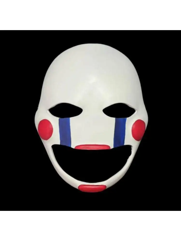 Maska Halloweenowa Lalka Czerwono-Niebieska Twarz Butikowa Maska z Żywicy Klaun Joker Pięć Nocy Grozy Horror Cosplay Rekwizyt Impreza Kolekcjonerska Dekoracja — 2