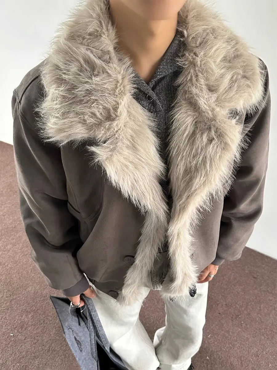 

Winter Thiened Suede Jaet Men's Sle Stand Collar Warm Cotton Coat Youth Faion Long Sve Regular Fit Single Button