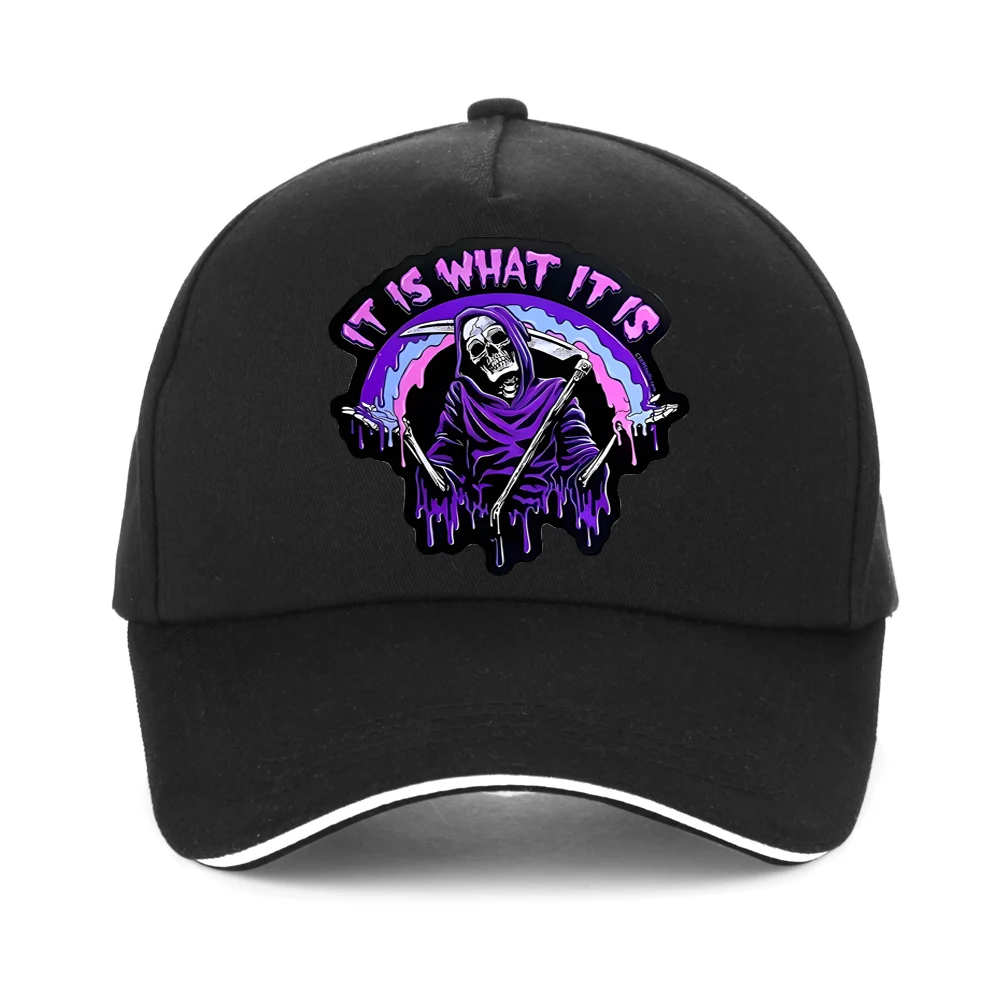 

Death It Is What It Is Baseball Cap Men women Hats Visor Protection Snapback Mexican Skull Santa Muerte Caps