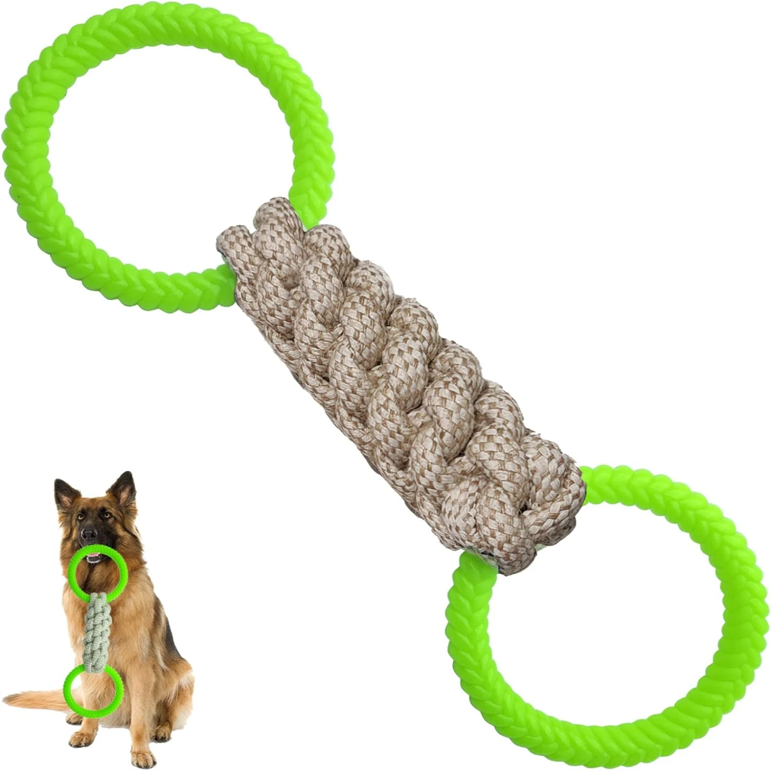 Interactive Durable Tough Chew Dog Toy for Large and Medium Dogs, Outdoor Teeth Cleaning Rope Toy for Dogs, Fun Tug of War Toy (