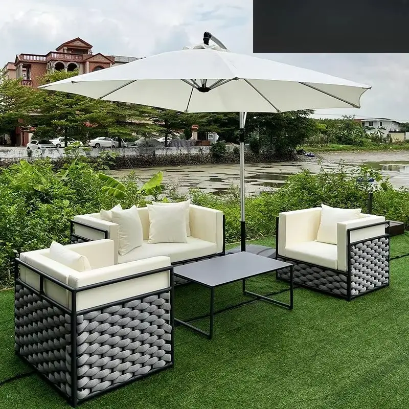 Outdoor Garden B&B Aluminum Alloy Sofa Set Patio Terrace Rooftop Small Coffee Table Combination for Scenic Views