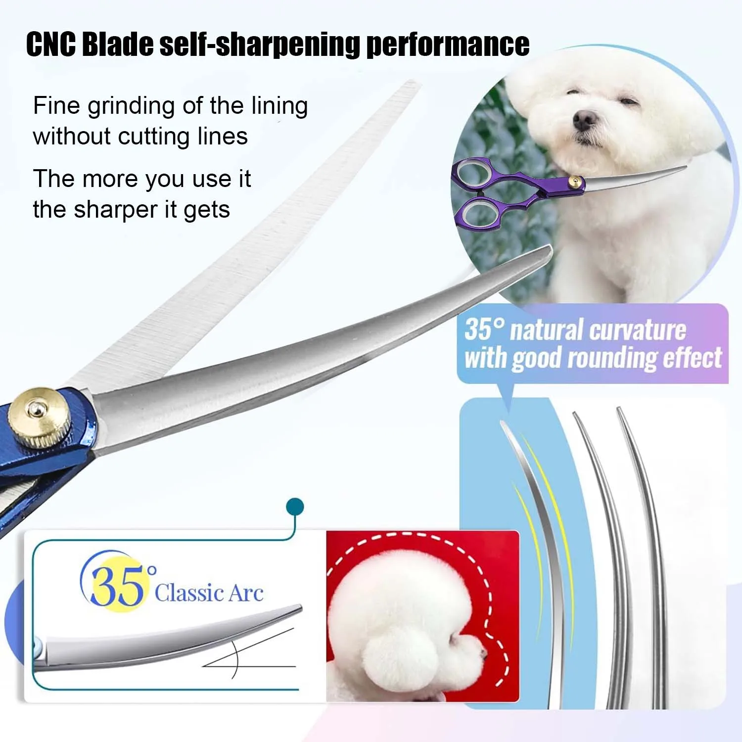 Up Curved Pet Grooming  Scissors Dog Hair Stainless Steel Dog Scissors Pets Shears Animal Cutting Feet Ear Eye Hair Trimming