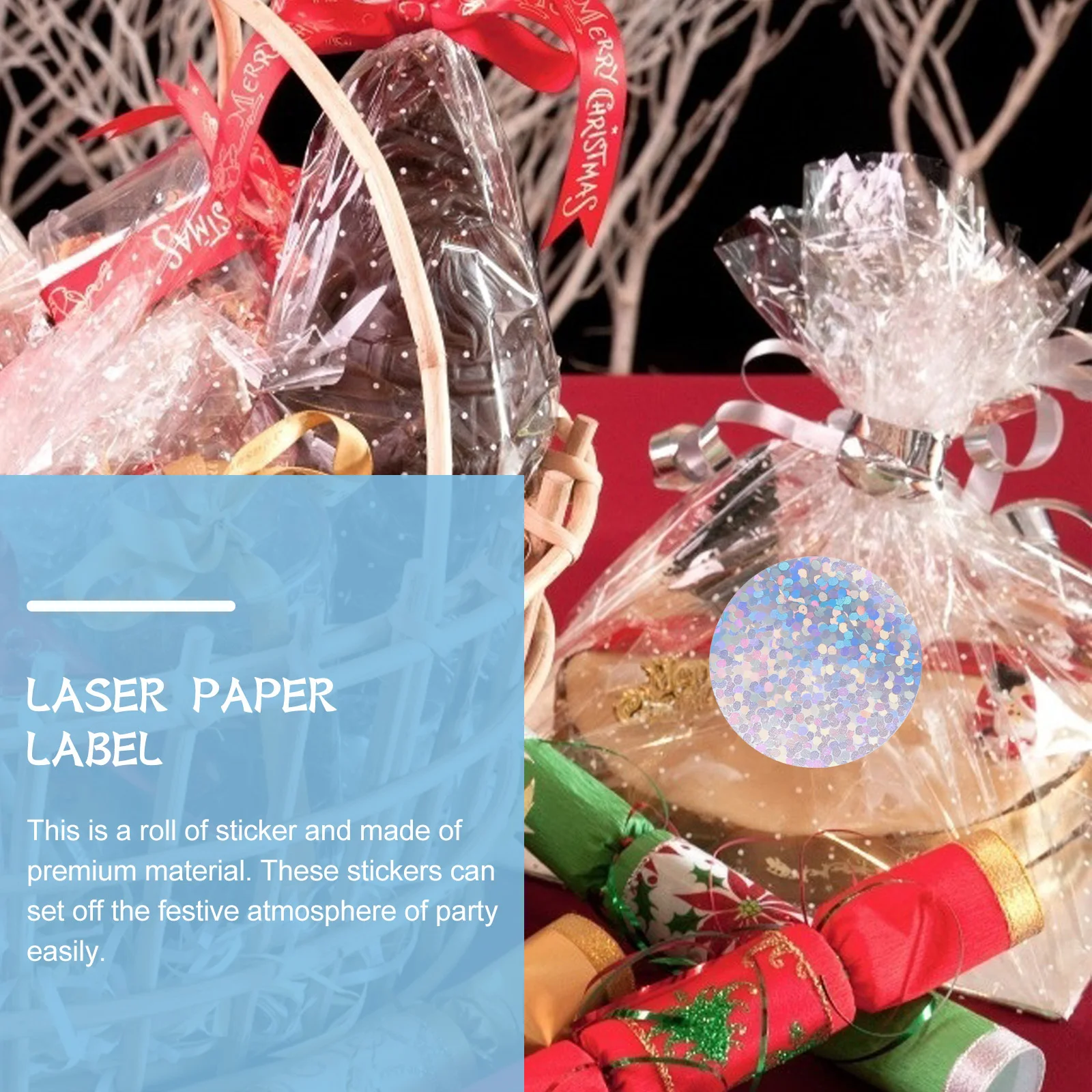 

1 Roll Holographic Paper Sticker Sealing Stickers Multipurpose Gift Packaging Decoration Scrapbook DIY Adhesive Stickers