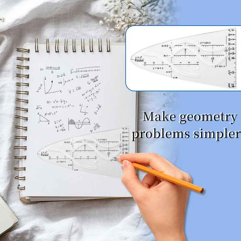 1Pcs Multifunctional Geometric Drawing Ruler Student Learning Function Plane Graphics Corner Template Safe Material