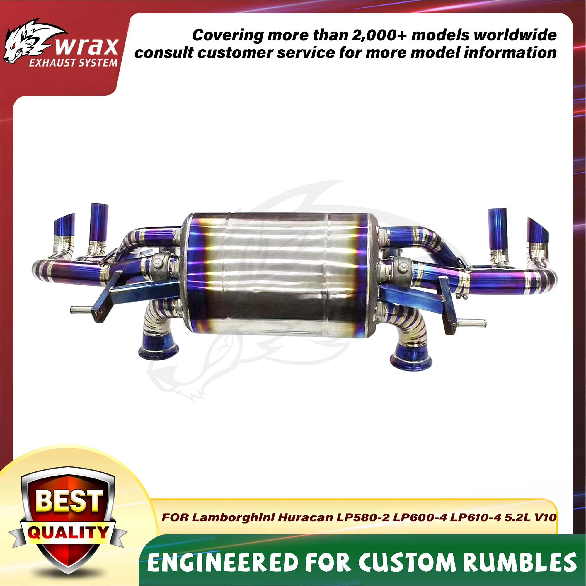 WRAX Supercar Exhaust System for Lamborghini Huracan LP580-2 LP600-4 LP610-4 5.2L V10 Titanium Alloy Catback Track-inspired