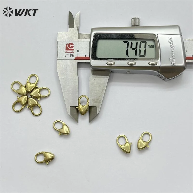 WT-JFE136 Versatile lobster Button Semi-finished Brass Gold Heart Shape For Unisex Bracelet Necklace Accessories