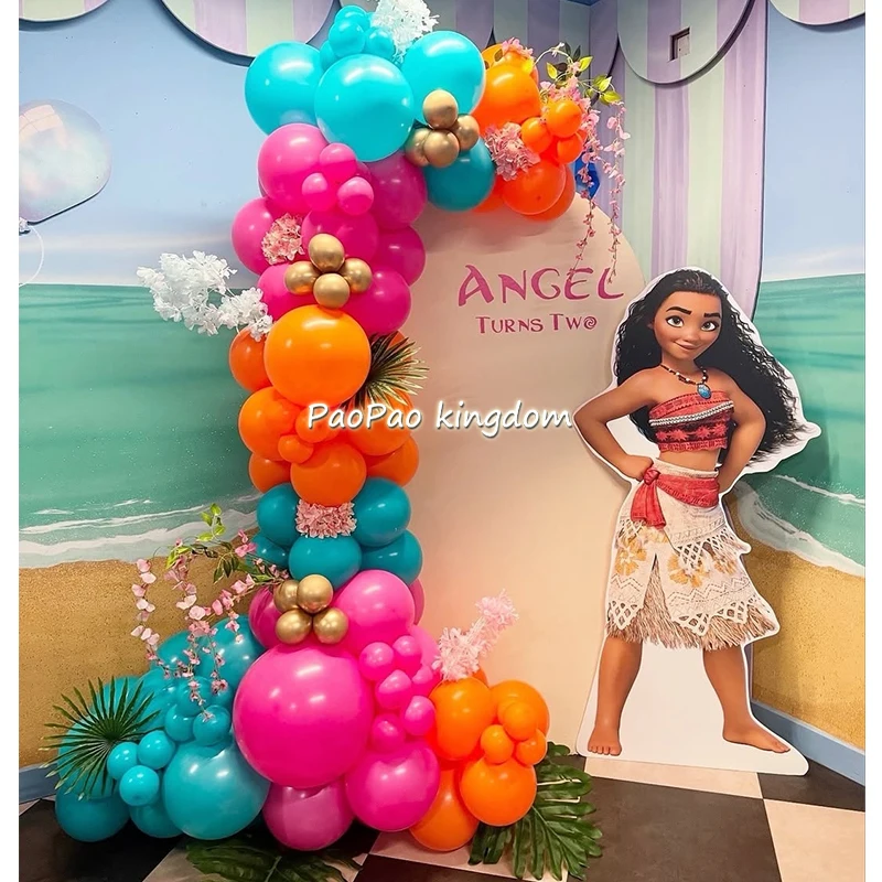 1 ensemble océan aventure Moana dessin animé guirlande arc feuille ballon enfants fête d'anniversaire décoration bébé douche décor fournitures