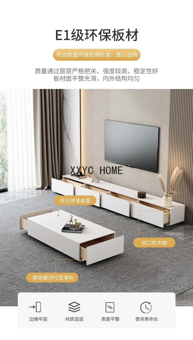 TV Cabinet White Paint Combination Simple Modern Minimalist Living Room TV Stand High Floor