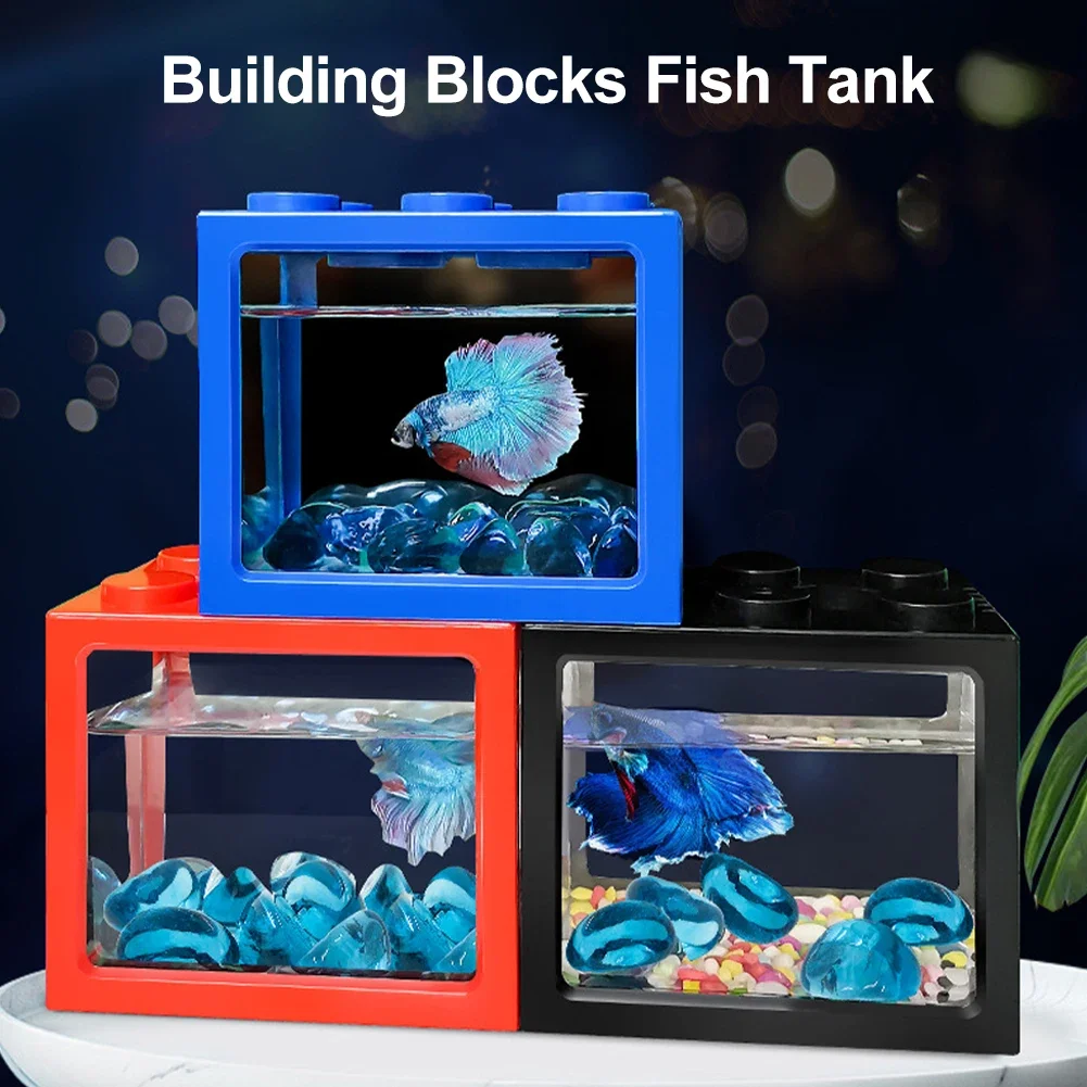 Aquarium Fish Tank Creative Multicolor Stackable Building Blocks Ecological for Small Reptile Pet Box Landscape Seawedecoration