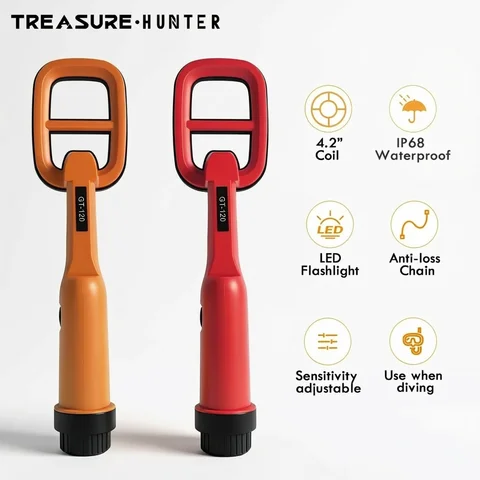 Treasure Hunter GT120 Handheld Diving Metal Detector Pinpointer Pointer Probe Waterproof Metal Pinpointing 4.2" Search Coil
