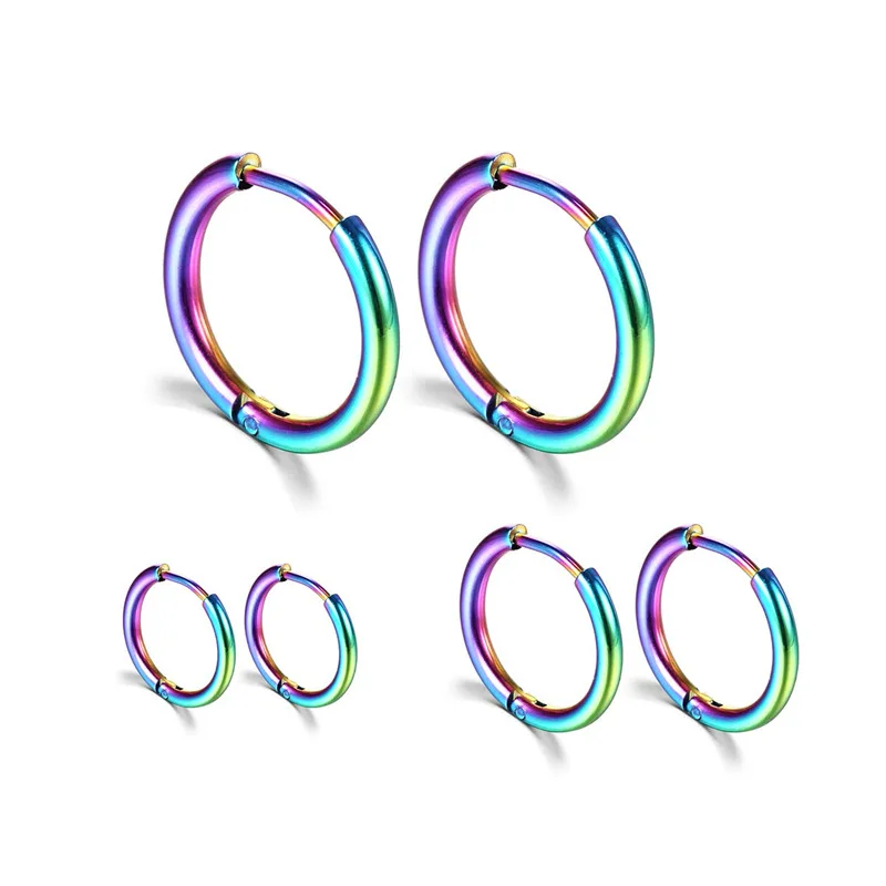 Korean Wave New Stainless Steel Blue Purple 2.5 Earrings Fashion Simple Trend Celebrity Accessories Couple Gift