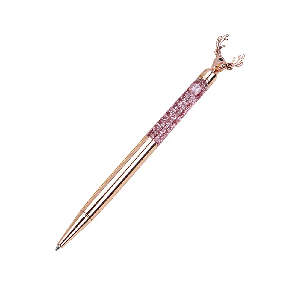 

Reindeer Pattern Ballpoint Pen Metal Body with Clip Comfortable Grip Wear Resistant Smooth Ink for Students Work Study Creative