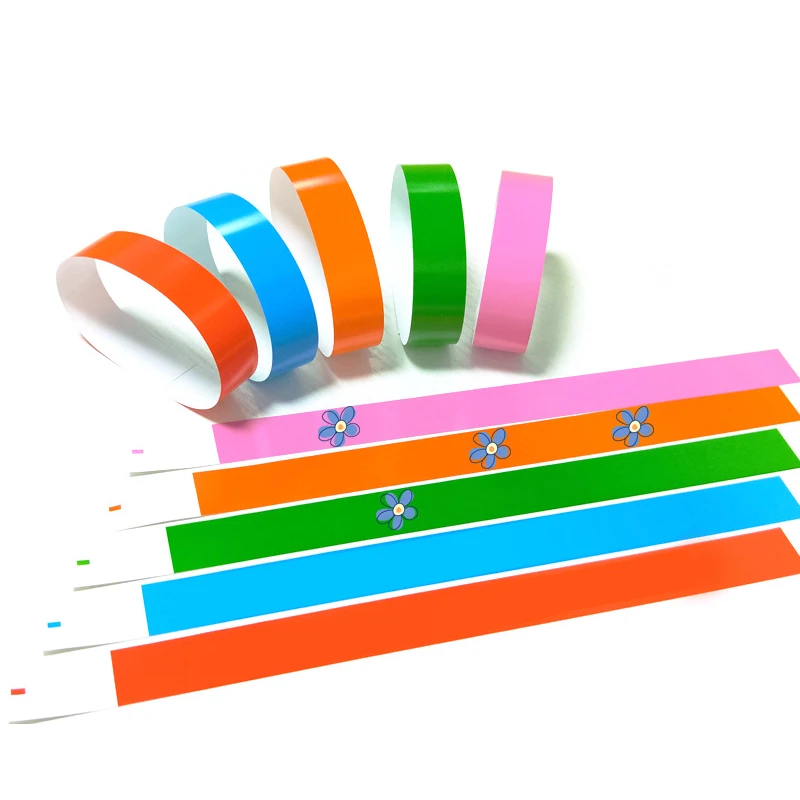 100pcs Party Paper Bracelet Synthetic Paper Wristbands Sticky Wristband Painting Pattern Logo Paper Party Wristbands