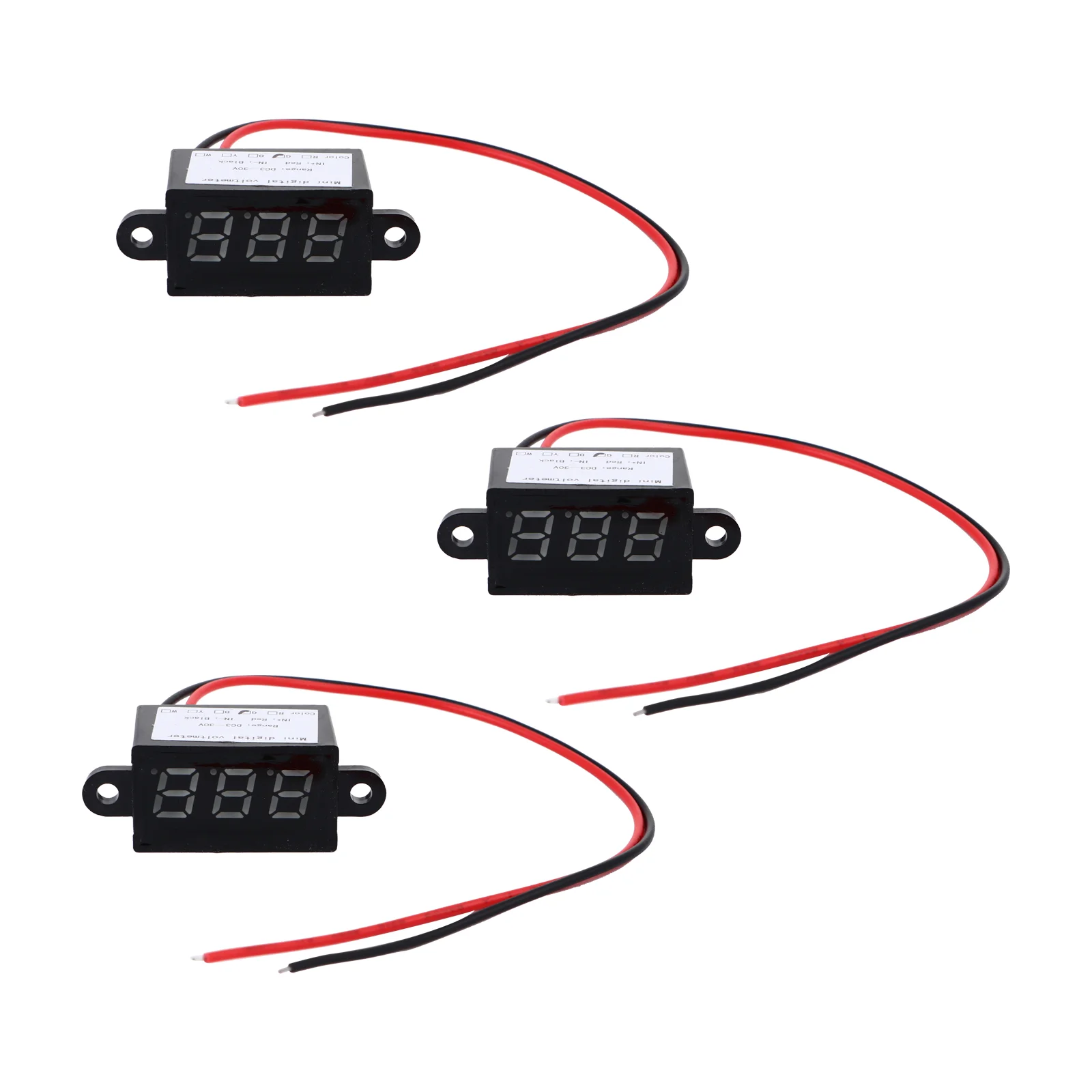 

3 Pcs Waterproof Voltmeter 30V-30V Car Tester Digital Display DC Plastic