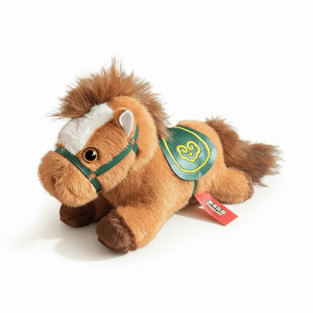 

Comfortable Soft Stuffed Zodiac Horse Vibrant Colors Cute Pony Realistic Pony Lying Prone Position Lucky Mascot Collection