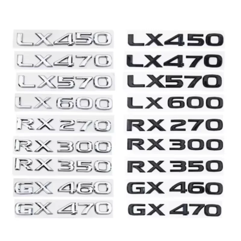 Car 3D ABS Logo For Lexus GX470 LX570 LX600 RX350 RX300 Emblem Number Letters Sticker Car Trunk Badge Adhesive Decal Accessories