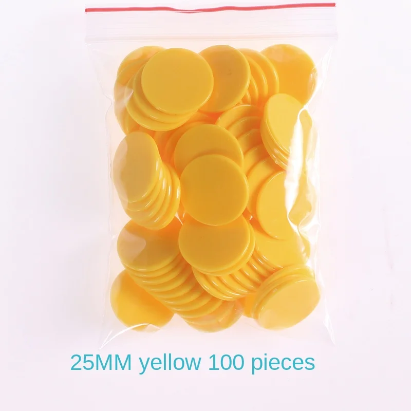 100Pcs/set Plastic Chip Coin Teaching Aids Color Blank Small Round Piece Student Kindergarten Reward Coin Point Coin 25mm