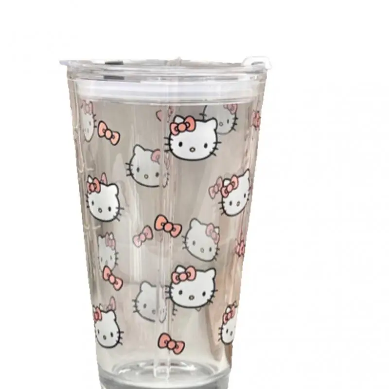 Tasse en verre Double couche Anime Sanrio Hello Kitty, verre Borosilicate de haute qualité pour usage domestique, tasse à lait, cadeaux de noël