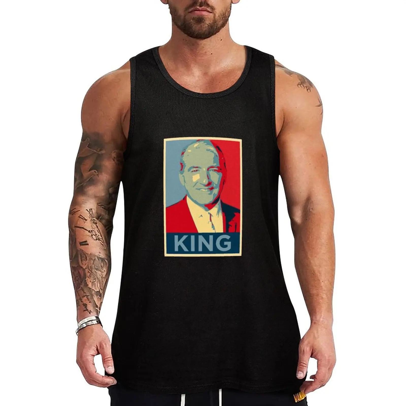 

John King Tank Top Vintage Print Tank Top Retro Graphic Sleeveless Tee