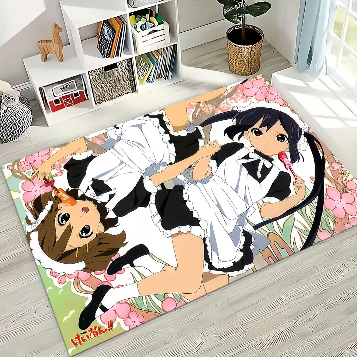 Anime K-ON Kawaii Girl Hirasawa Yui Music Cartoon Rug for Bedroom Living Room Sofa Home Doormat Decor,Kids Non-slip Floor Mat