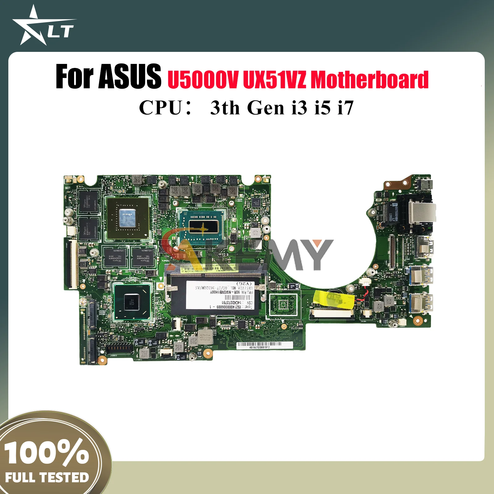 

UX51VZ Laptop Motherboard For ASUS ZenBook U5000V UX51VZ UX51V Notebook Mainboard With i3 i5 i7 CPU 100% tests OK fast shipping