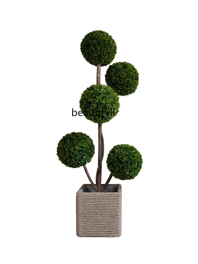 GY Artificial Plant Spherical Pot Indoor Living Room Floor Large Bonsai Decoration Decorative Tree Nordic