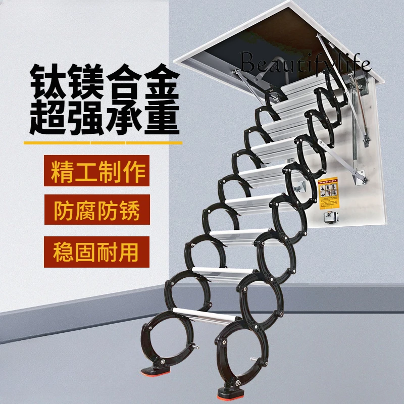 Attic Retractable Stairs Household Widened Thickened Stretch Folding Lifting Indoor Invisible Ladder