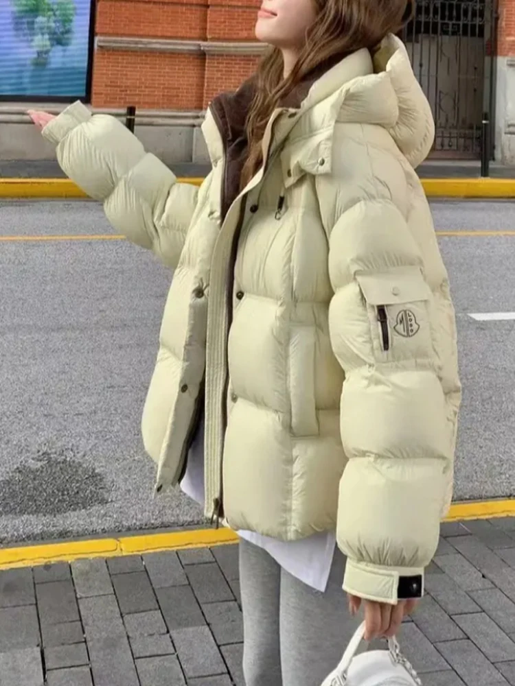 

Желтая женская зимняя куртка-пуховик в корейском стиле, новая модель, молодежная, теплая, верхняя одежда из хлопка с наполнителем из пуха
