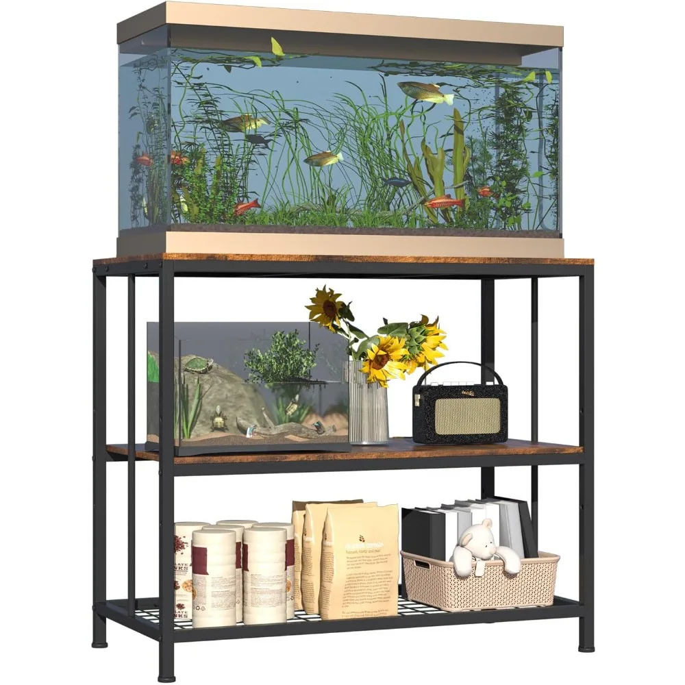 

3-х уровневая сверхпрочная металлическая подставка для аквариума на 40 галлонов с регулируемыми полками для хранения на 40–50 галлонов