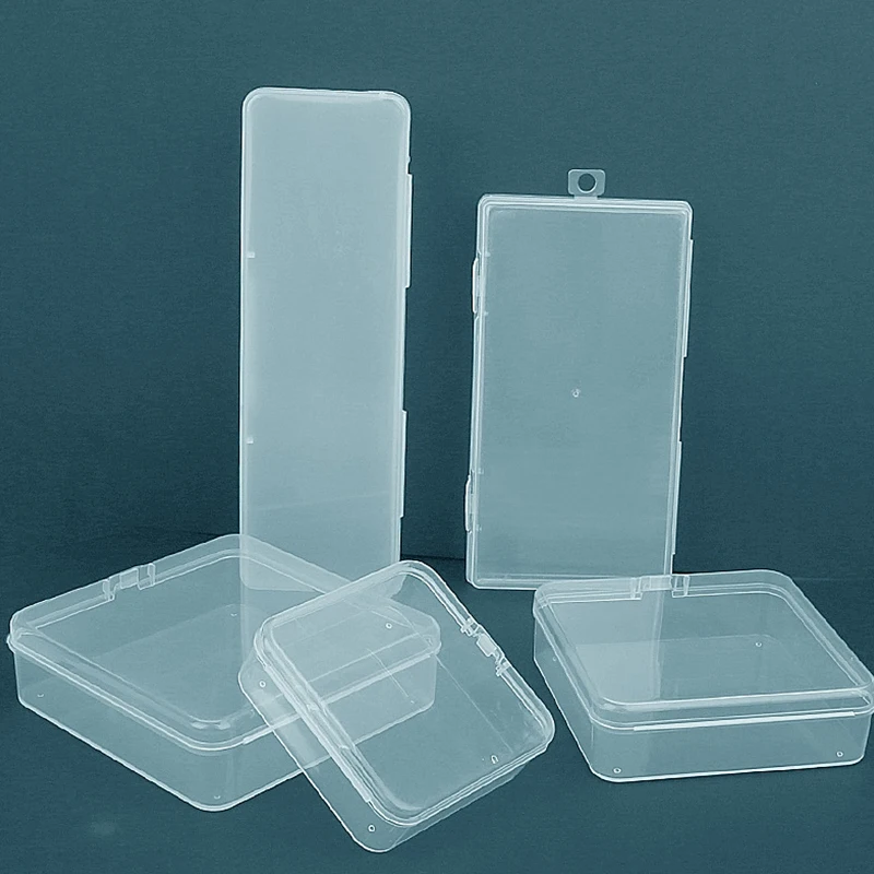 PP Transparent Box Rectangular Flip Storage Box Square Packaging Case Round Blister Box Accessories Organizing Product Package