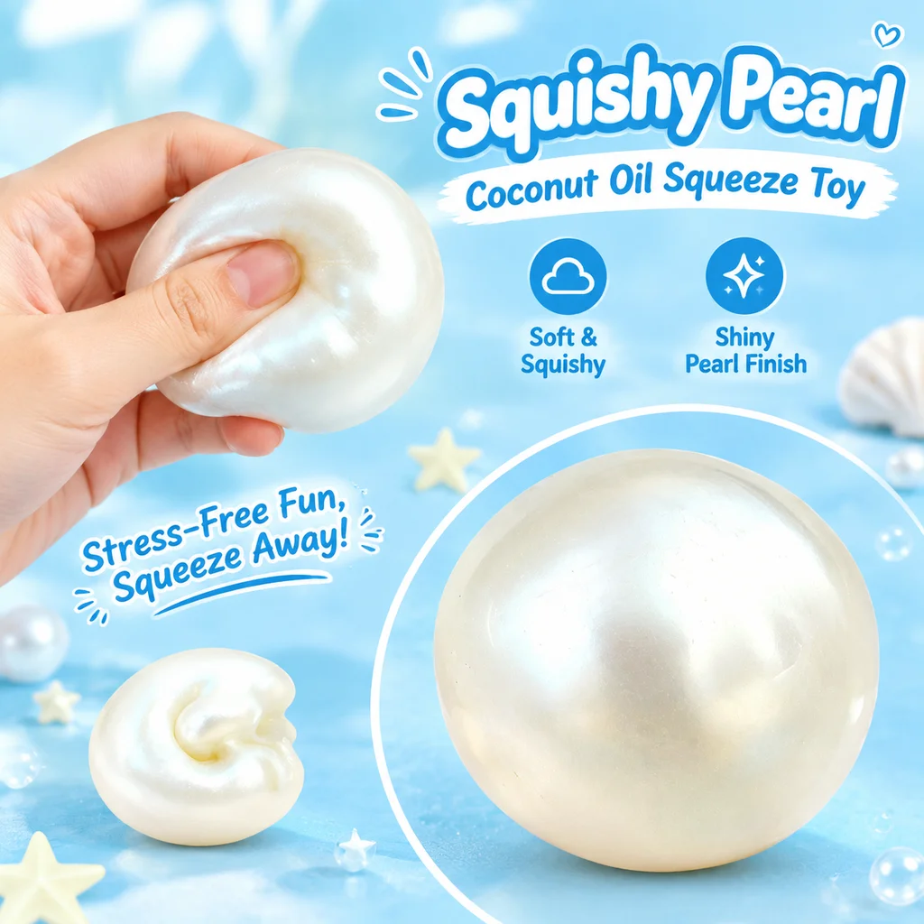 Squishy Slow Rising Coconut Oil Pearl Stress Ball Moldable Sensory Squeeze Toy for Adult Decompression