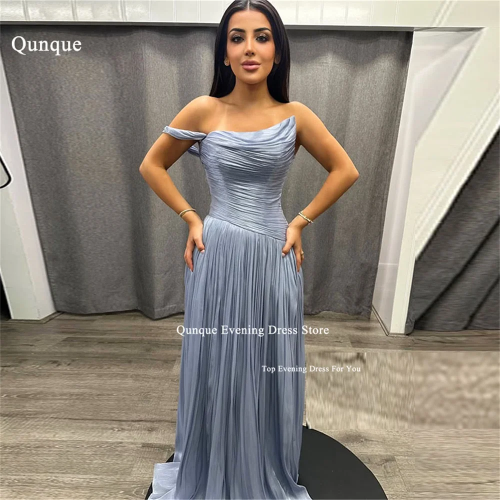 

Вечерние платья Qunque Dusty Blue Mermaid с одним открытым плечом, нарядные платья для женщин, Дубай, с высоким разрезом, Vestidos De Gala De Noche, на заказ