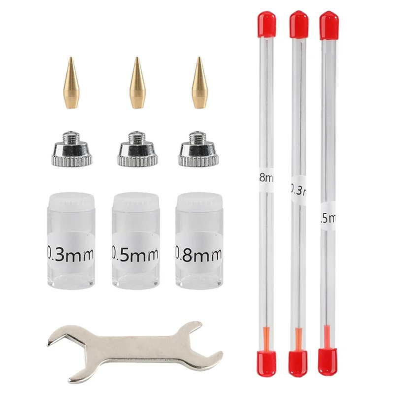【NEW】10 Pieces Airbrush Nozzle Cap Kit Airbrush Needle Replacement Parts With Wrench And Airbrush Cleaning Kit