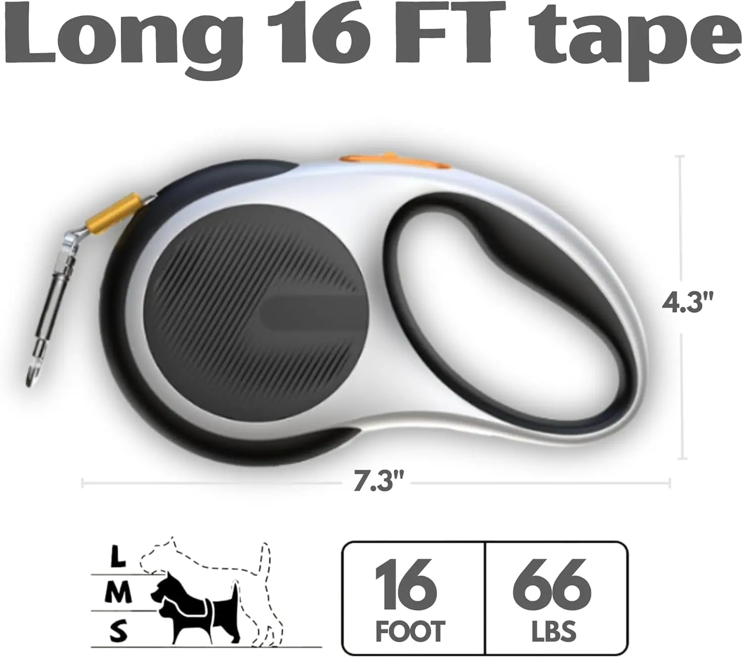 

Retractable Dog Leash 16ft Reflective Nylon Tangle Free with Anti Slip Handle One Button Control for Pets up to 66lbs