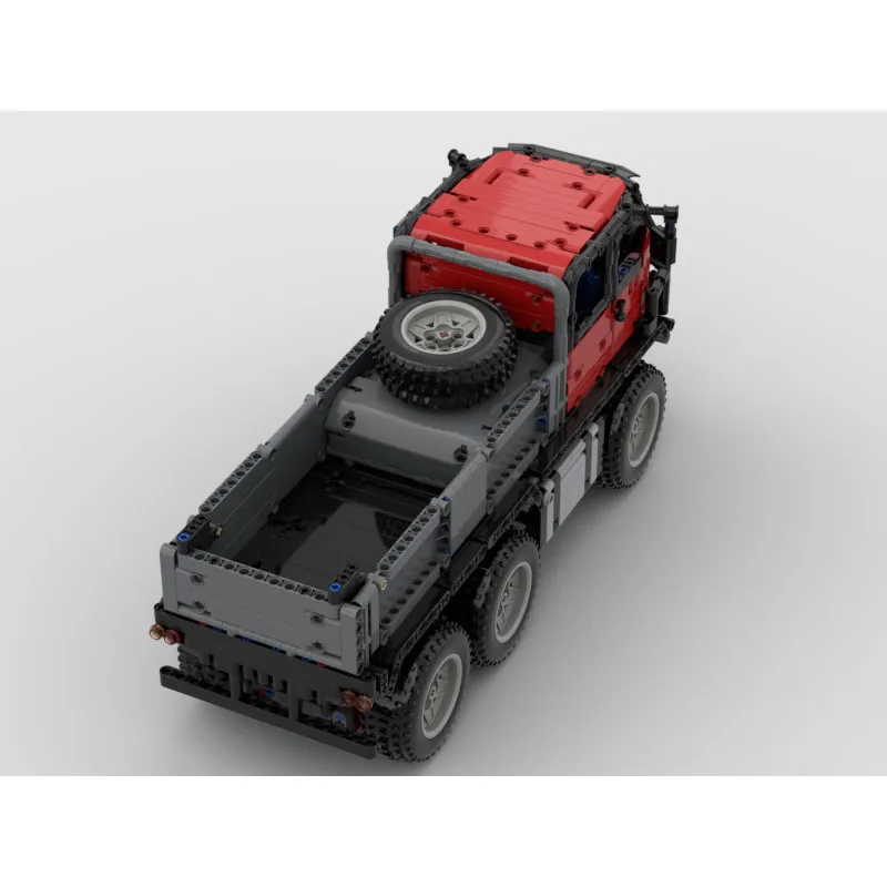 MOC- 190857   Caminhão de transporte de carga elétrico rc 6x6, bloco de construção modelo 1328 peças menino crianças blocos de construção de aniversário brinquedo presente