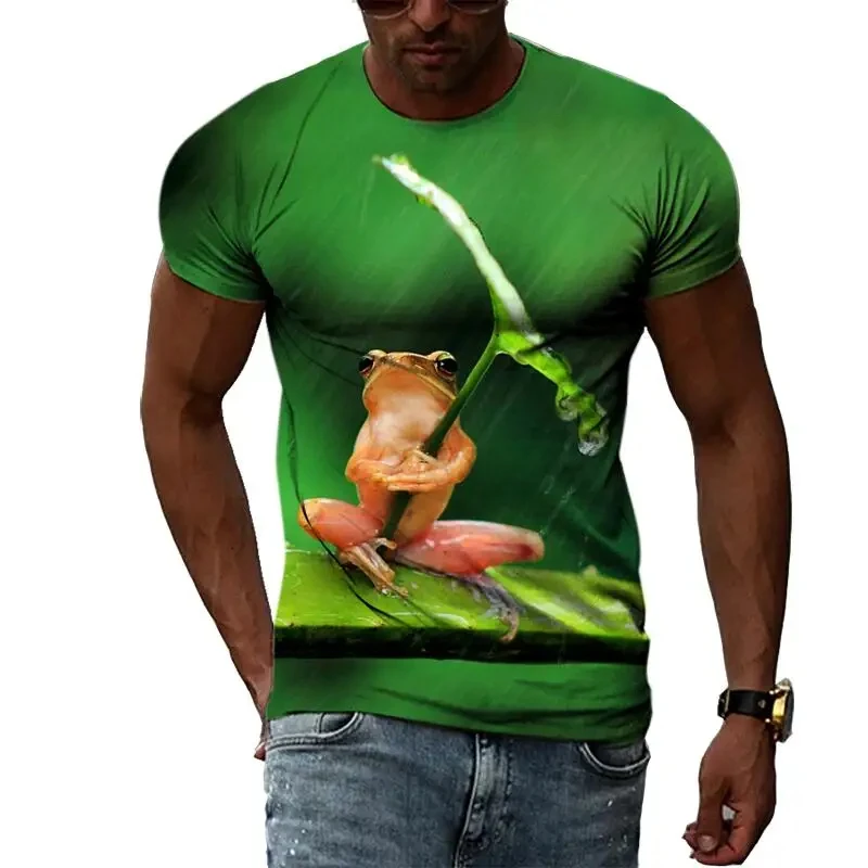 Funny Frog T-Shirts Animal 3D Print Streetwear Men Women Fashion Oversized Short Sleeve T Shirt Male Tees Tops Man Male Clothing