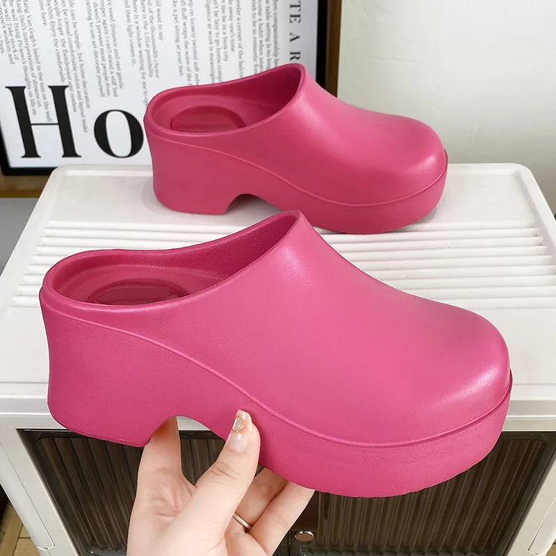 

Women EVA Slippers Platform Clogs Casual Outdoor Slids Beach Sandals Garden Shoes Female Comfortable Indoor Shoes High Heels
