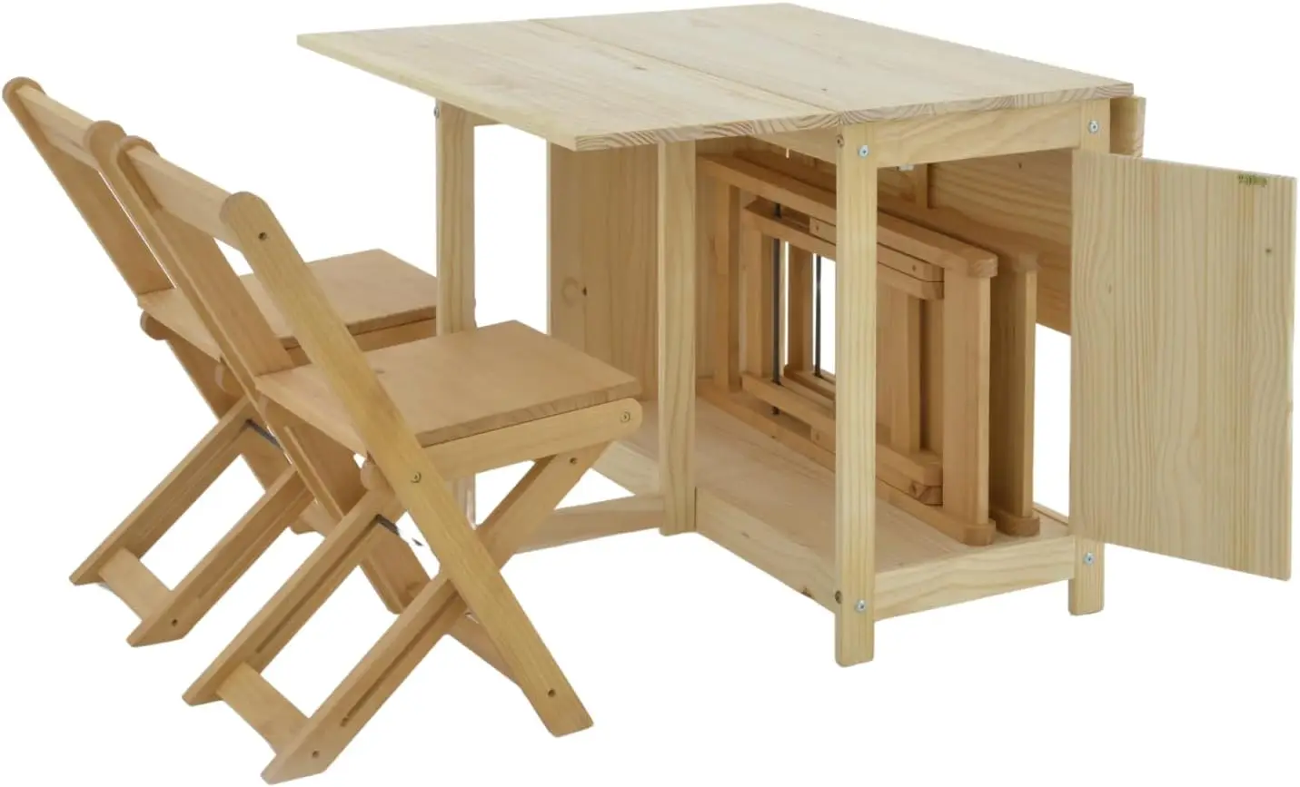 Massief Houten Opvouwbare Eettafel En Stoelset Met Opbergbare Eettafel, Kleine Bladkeukentafel, Perfect Voor