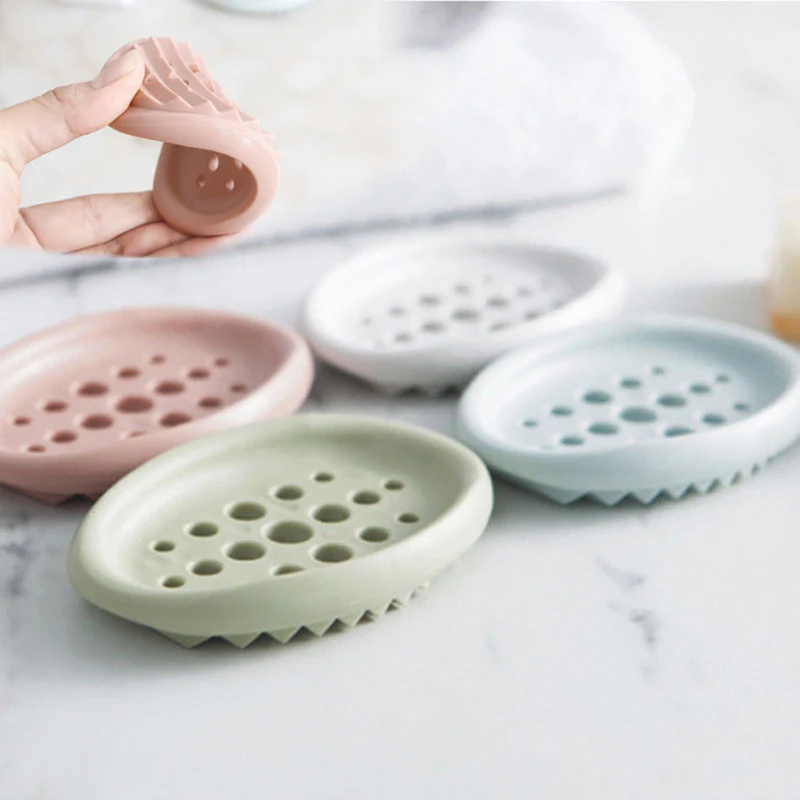 Bathroom Soap Drain Box Silicone Filter Bathroom Supplies Household Products Convenient Practical Laundry Brush Soap Tray