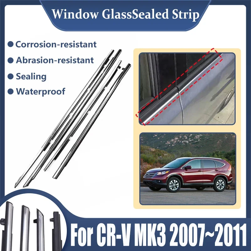 For Honda CR-V MK4 CR V CRV 2012~2016 2015 2014 2013 Car Window Glass Sealed Strips Door weather Window Moulding Trim Acessories