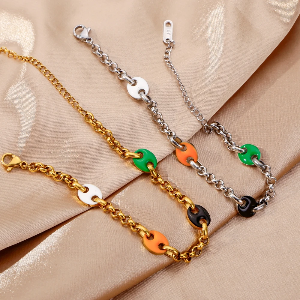 HIYEE gelang jimat Italia baja tahan karat untuk wanita perhiasan hadiah Hari Valentine bentuk bulat barang murah kualitas tinggi