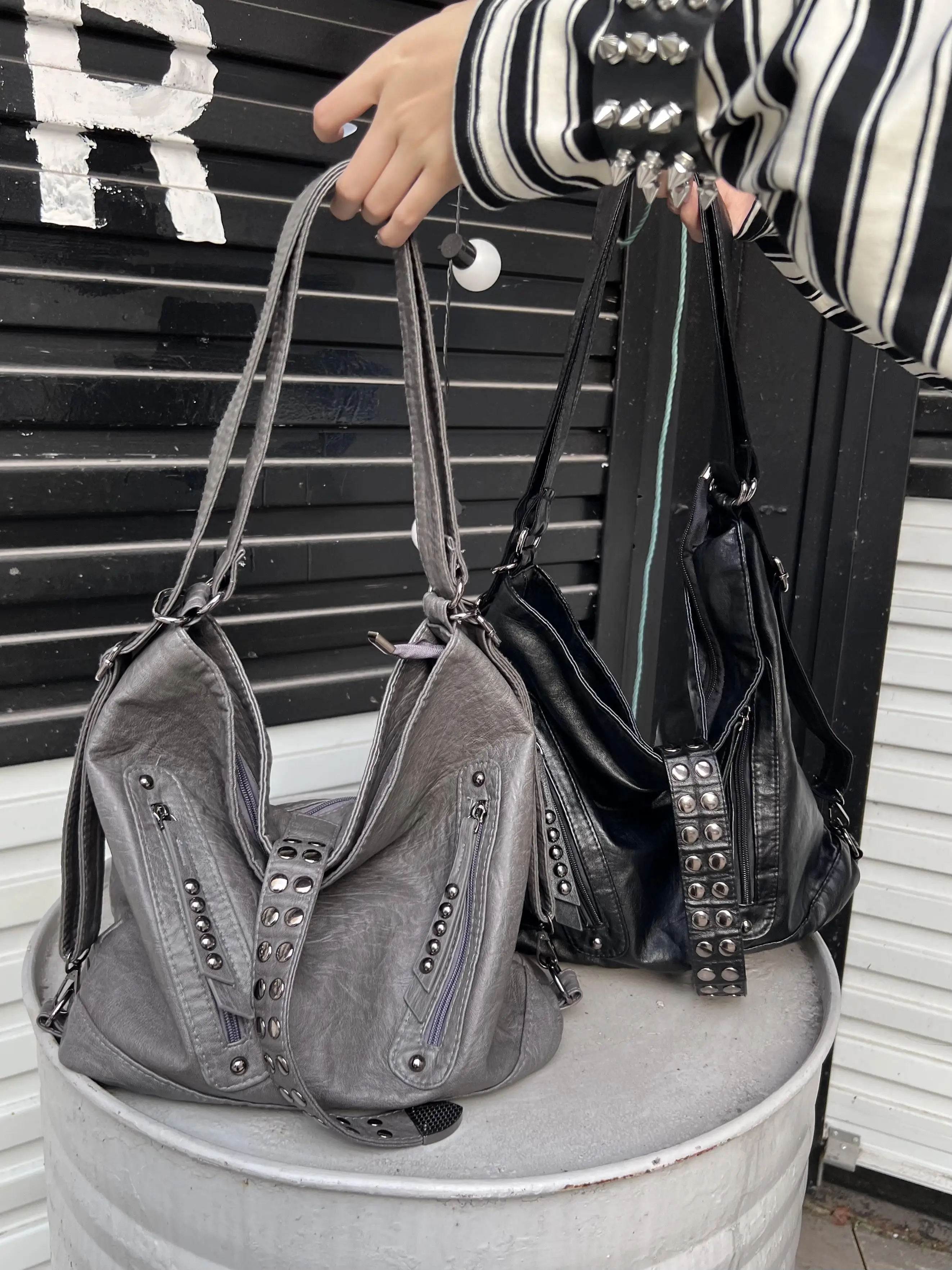 الرجعية برشام التوابل فتاة حقيبة يد سعة كبيرة ركاب على ظهره بو الجلود الركاب حقائب الكتف حقيبة نسائية