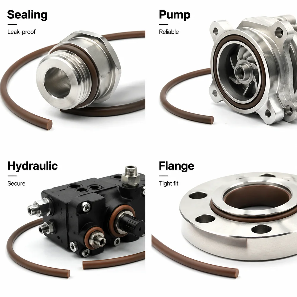 Brown FKM Seal Strip Dia 1.5~10mm Acid and alkali resistant/waterproof sealing strip for instrument box body