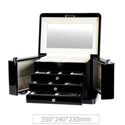 Luxury Jewel Box Wooden Jewelry Storage Case Large Volume Wood High Gloss with Mirror Inisde Ring/Nacklace/Bracelet Gift Box